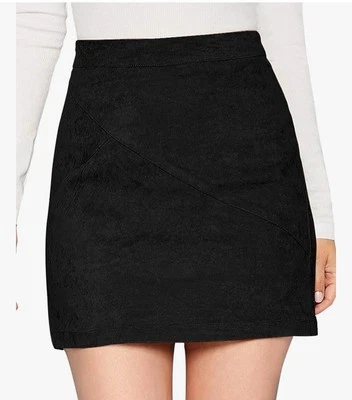 MANGOPOP Mini Faux Suede Skirt for Women High Waist Skirts Size XS
