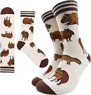 [Cusrtyh] Capybara Lover Novelty Funny Breathable Printed Cotton Socks, Unisex Cozy Knitted Crew Socks, Birthday Gifts for Animal lover Friends Family Classmates Teen Sister roommate coworker, Multi, 5