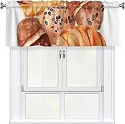 LHBWCVN Painted Bread Valances for Windows, Rod Pocket Window Treatment Drapes Farmhouse Kitchen Curtains Short Blackout Window Curtains for Living Room Bedroom Decor 54x18 Inch