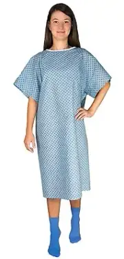 12 Pack Blue Hospital Gown with Back Tie/Hospital Patient Robes with Ties