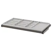 KOMPLEMENT pull-out tray with insert, dark grey/light grey, 100x58 cm