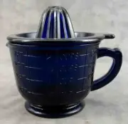 COBALT BLUE GLASS 2-Cup REAMER MEASURING MIXING CUP & JUICE REAMER SET
