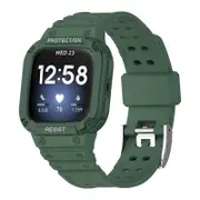 Watch Band with Protective Frame Uni-body Shockproof TPU Strap For Fitbit Versa 2/3 Versa Lite/Sense-Green