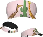 [RLDOBOFE] Sun Visor Hat Adjustable Empty Top Baseball Cap Giraffe and Cactus Sun Hats for Women Men Sunscreen Visor Caps Summer Beach Sports Hats Black, Black, One Size