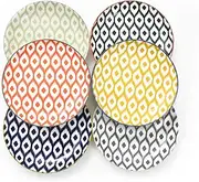 WishDeco Small Dessert Plates Set of 6, Ceramic Appetizer Plates 6 Inch/15cm, Colorful Salad Plates, Mini Dinner Plates, Porcelain Serving Dishes for Snack, Fruit, Cake
