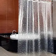 Shower Curtain for Bathroom, Clear 3D Water Cube, Waterproof, Washable, Mildew Free, with 12 Eyelets and Plastic Hooks for Home Shower or Bathtub (180 x 180 cm)