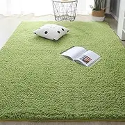 Fuffly Area Rug for Kids Playmat Soft Indoor Modern Shaggy Silky Smooth Rugs Non-Slip Fur Fluffy Carpet Living Room Dining Room Bedroom Floor Mat (Green, 120 * 160cm)