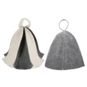 2 Pcs Bathroom Sauna Hat Set Steam Accessories Miss Man Felt for Spa Saunacap