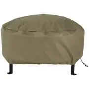 48 in Heavy-Duty Polyester Round Outdoor Fire Pit Cover - Khaki by Sunnydaze