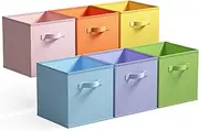 GRANNY SAYS Fabric Storage Cubes, Pack of 6 Cube Storage Boxes 33x33x33, Square Storage Baskets for Shelves, Collapsible Storage Cube Boxes, Cube Storage Unit Boxes for Organising Clothes, Colorful