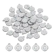 50 Pcs Alphabet C Enamel Letter Charm Enamel Initial Charm White