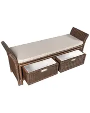 Happimess Tropic 52in 2 Drawer Wicker Storage Bench with Linen Cushion