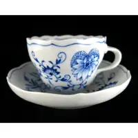 在飛比找蝦皮購物優惠-德國麥森Meissen 手繪藍洋蔥系列咖啡杯盤組-A