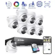 ZOSI 4K 8CH Security PoE IP Camera System NVR with 2TB HDD AI Human Detection