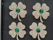 St. Patrick's Storehouse Rhinestone 4 Leaf Clover Shamrock Napkin Rings
