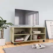 "TV Cabinet with Castors Sonoma Oak 35.4""x13.8""x13.8"" Chipboard"