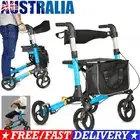 Foldable Rollator Walking Frame Mobility Walker Disability Aid Elderly Wheels/