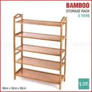 5 Tier Bamboo Bathroom Shelf Shoe Rack Shower Caddy Shelves Organiser Storage