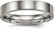 [JewelryWeb] 4mm Titanium Polished Flat Comfort Back Ring Band Style-Ring for Women
