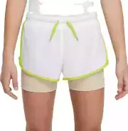 NIKE White DRI-FIT TEMPO 2-IN-1 TRAINING/RUNNING SHORTS BIG KIDS/GIRLS XL 18-20