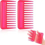 JIEYAO 2Pcs Mini Wide Tooth Comb, Travel Comb Small Shower Comb Portable Purse Comb Hair Detangling Comb Pocket Curly Hair Comb Plastic Big Tooth Comb for Wet and Dry No Handle Design