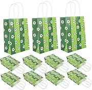 Zerodeko 12pcs Soccer Pattern Paper Bags Bags Treat Bags Soccer Themed Party Supplies