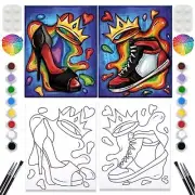 2 Pack Paint and Sip Canvas Painting Kit Pre Drawn Canvas for PAINTING KIT