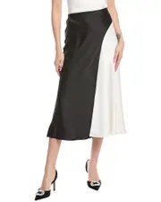 Anne Klein Pull-On Bias Colorblocked Flared Midi Skirt