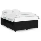 DOUBLE Size Velvet Bed Frame Modern Mattress Base Wood Slats Box Platform Black
