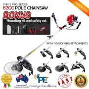 62CC Pole Chainsaw Petrol 7 In 1 Brush Cutter Whipper Snipper Trimmer Multi Tool