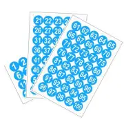 Round Number Stickers 50mm Number 1-100 Self Adhesive PVC Label White/Blue