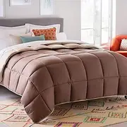 Linenspa All-Season Reversible Down Alternative Quilted Comforter - Hypoallergenic - Plush Microfiber Fill - Machine Washable - Duvet Insert or Stand-Alone Comforter, Double, Sand/Mocha, LSMICOPARENT