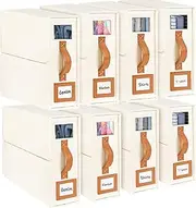 Jabykare 8 Pack Bed Sheet Organisers - Foldable Linen Storage Box with Window XL(King & Queen Size) for, Closets, Wardrobe, Home Storage & Organisation (Beige)