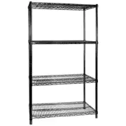 Shelving Kit 4 Tier Black 610x610x1880mm Commercial Storage Shelves Shelf