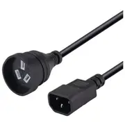 RackPower CM1CN050 10A C14 to 3-Pin Socket Cable - 50cm - Black NZ 3-Pin Socket - 1mm2 - PVC [CM1CN050]