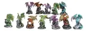 Ebros Ancient Mythical Fantasy Rune Elemental Dragon Figurine 12 Mini Set