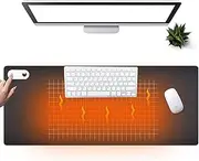 Warm Desk Pad, Heated Mouse Pad, Keyboard Mat, Electric Heating Desk Pad with 5 Heating Levels & 3 Hours Auto Shut-Off, PU Leather Office Desk Mat, 31.5" x 13" Large (Black)