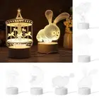 Luminous Table Lamp Acrylic LED Night Lights Rabbit Heart Love 3D LED Light