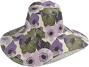 [Yoogain] Purple and Green Retro Foldable uv Hats for Women Sun for Sun Decorative Hats for Sun Protection for Ladies Packable Gorro para el sol, Purple and Green Retro, One Size