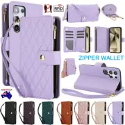 For Samsung S25 S24 FE S23 S22 S21 Ultra Plus Zip Wallet Case Flip Leather Cover