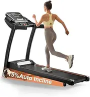 [Lijiujia] 3.0HP Automatic Incline Treadmill, Foldable Design with 0-15% Tilt, 6.2MPH Speed, 300 Pounds Capacity, Heart Rate Sensors, Folding System