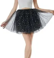 [Drsshnx] Women's Classic Tutu Skirt Glitter Tulle Vintage Petticoat for for Girls Teen, Mini Sparkle Bubble Dance Skirt Short for Women