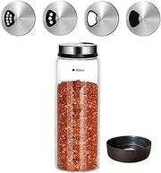 15 oz Large Salt Pepper Shakers with Adjustable Outlet Holes Clear Glass Shaker Bottles Spice Seasoning Cans for Kitchen Decor and Home Restaurant BBQ Camping Farmhouse Kitchen Accessories (450 ml)