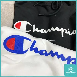 Champion Fleece Large Logo Hoodie 美版 內裏刷毛 黑 白 刺繡 連帽 帽T DOT聚點