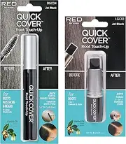 Kiss Quick Cover Grey Hair Touch Up, Root Touch Up, Moisturise and Shine, Brush Type & Stick Type Set (Jet Black)