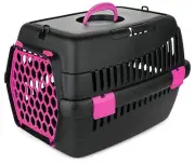 Hard-Sided Plastic Dog Cat Kennel Pet Carrier Travel Crate Box HAPPET Fuchsia