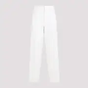[Zegna] Zegna-White Cotton Cashmere Pants-Uomo 52