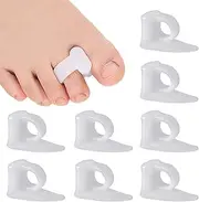 Pack of 8 Toe Separators, Hallux Valgus Correction, Hammer Toe Correction, Hallux Valgus Splint, Toe Separator Silicone for Hammer Toes, Bunions, Relief from Friction, Pressure and Pain (White)