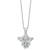 Sterling Silver Rh-Pltd Cz Mar Birthstone Angel Ash Holder 18In Necklace