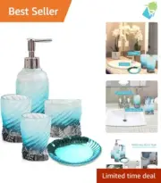 Complete Resin Bath Set: Soap Dispenser, Toothbrush Holder & Tumbler